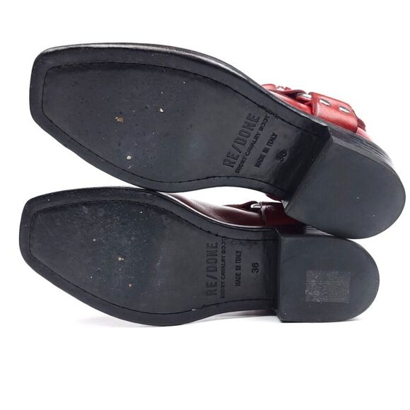 RE/DONE Short Cavalry Harness Boots Western 90s Grunge Cherry Red 36 Horse Girl - Picture 8 of 12